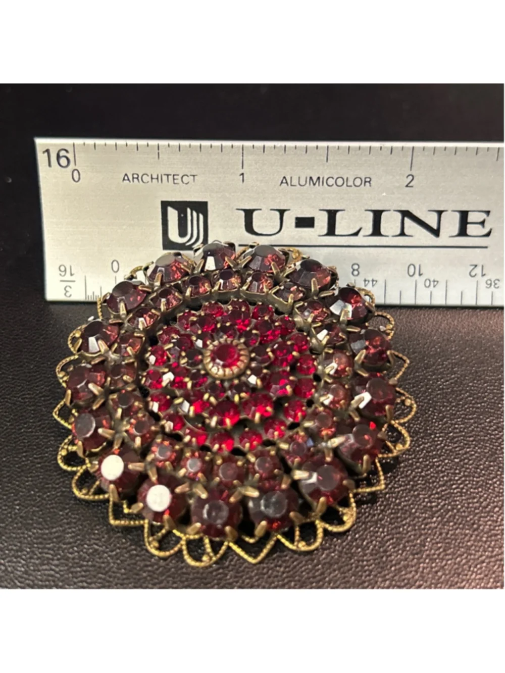 Women's Liz Palacios Red Rhinestone Brooch One Size - Picture 4 of 4